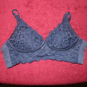 Maidenform Pure Comfort Wireless Lace Longline Bralette Lightly Lined Conv Blue